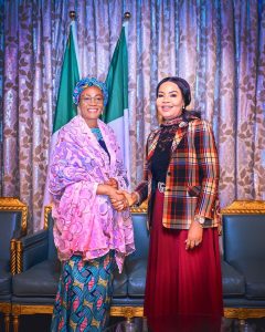 Photo News: The Minister of State for Labor, Hon Nkeiruka Onyejeocha visit the First Lady of Nigeria Senator Oluremi Tinubu CON