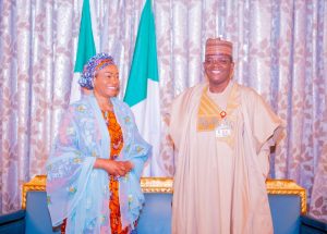 Photo News: First Lady federal Republic of Nigeria Senator Oluremi Tinubu Receive Hon Minister of State for Defence Bello Matewalle in Her office at the state House Abuja for an Official Visit