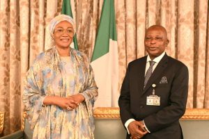 Photo News: The First Lady of the Federal Republic of Nigeria Senator Oluremi Tinubu, CON welcomes the Attorney General of the Federation and Minister of Justice, Lateef Fagbemi SAN to her office at the State House, Abuja on Friday 13th of October 2023