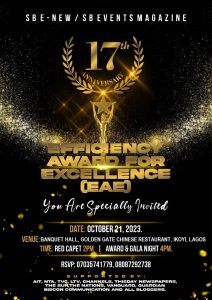 17th Edition of Efficiency Award holds October 21th at Golden Gate Chinese Restaurant Ikoyi Lagos