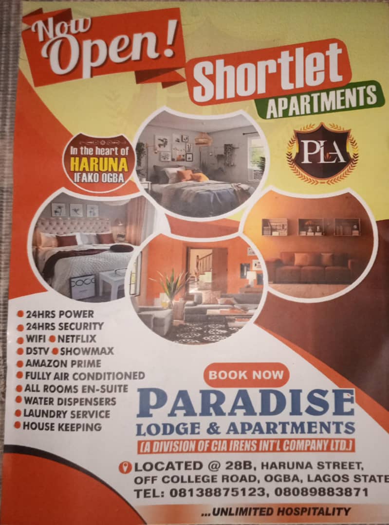 Popular Lagos Hotelier and Chairman CIA Irens Company Chief Christopher ikhazuangbe Open world class Lounge and Apartment in Ifako Ogba Lagos.