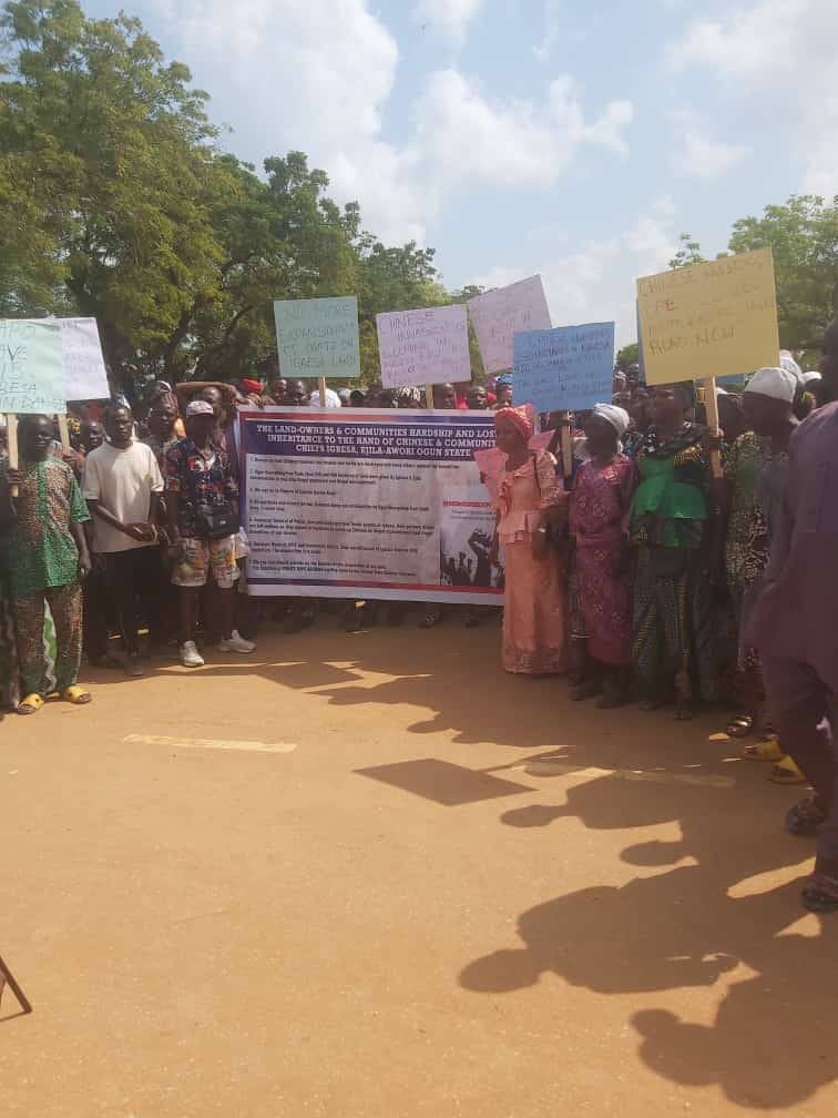 Igbesa Community Protests Forceful Land Acquisition By Guadong Chinese Companies   – OLORUNDARE ENIMOLA, Lagos