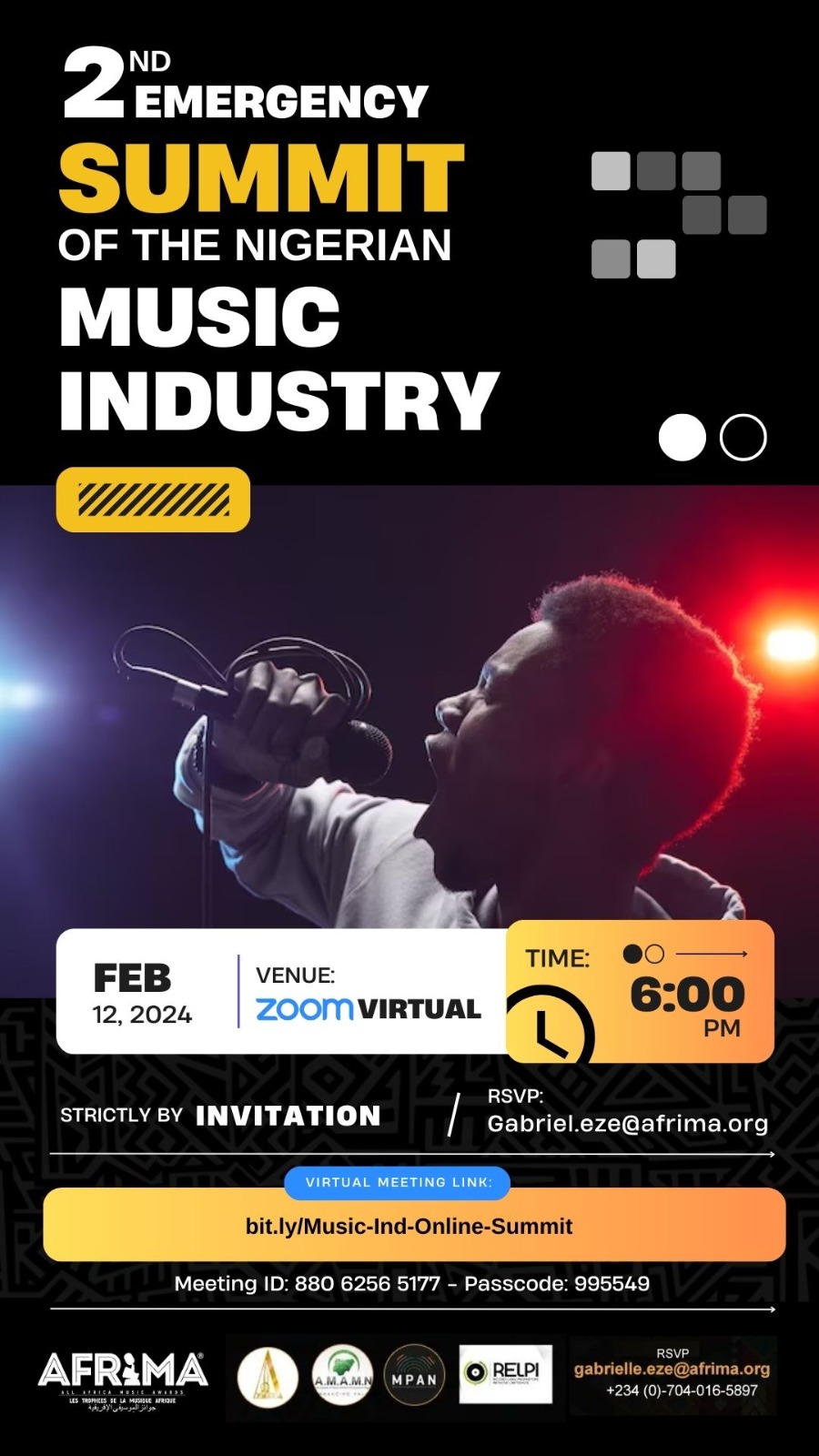 AFRIMA, PMAN, MPAN, RELPI, AMAMN, Others Hold 2nd Emergency Summit on The Nigerian Music Industry Monday, Feb 12