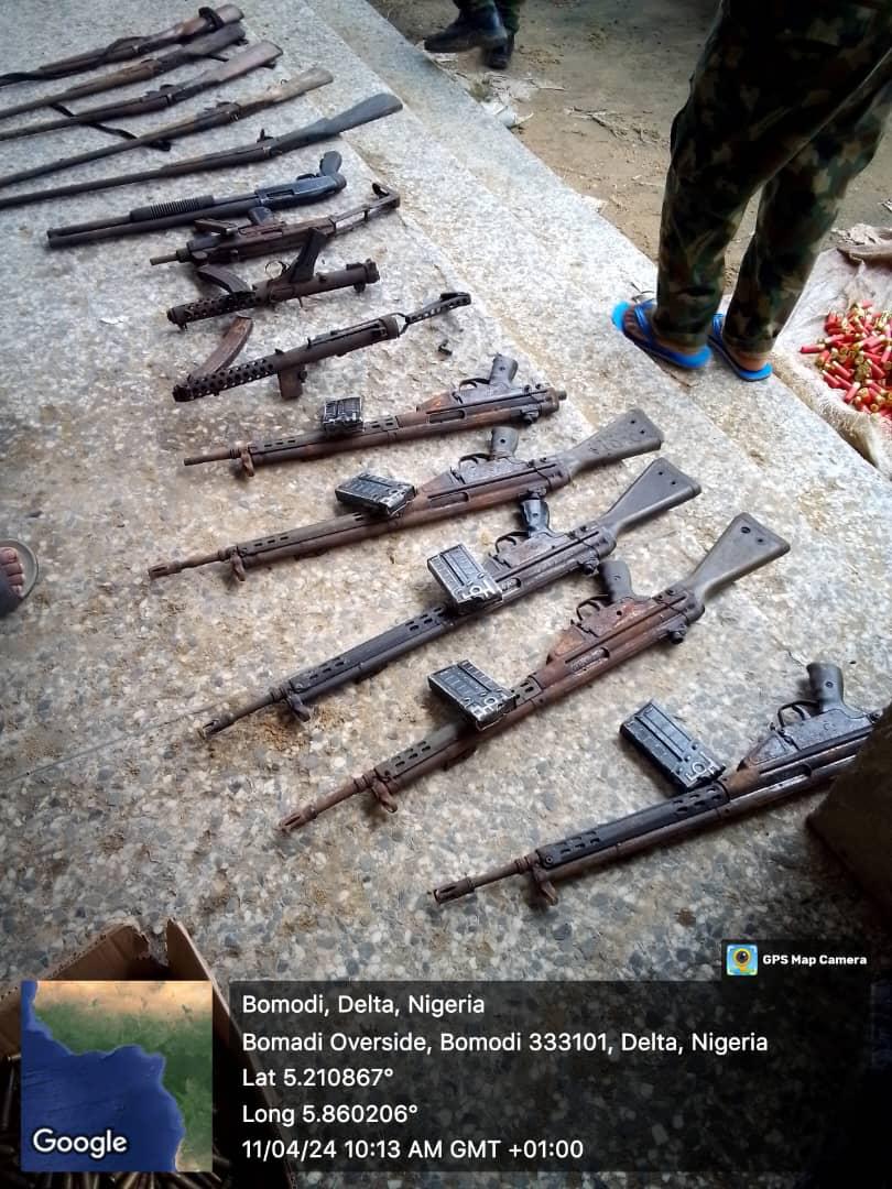 TROOPS BURST GUN RUNNER ARMOURY IN UGHELLI, RECOVER LARGE, CACHE OF ARMS, AMMUNITION