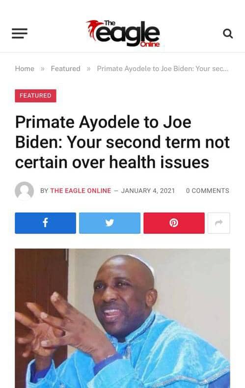 US Election: Democratic Party Listens To Primate Ayodele, Drops Joe Biden As Presidential Candidate