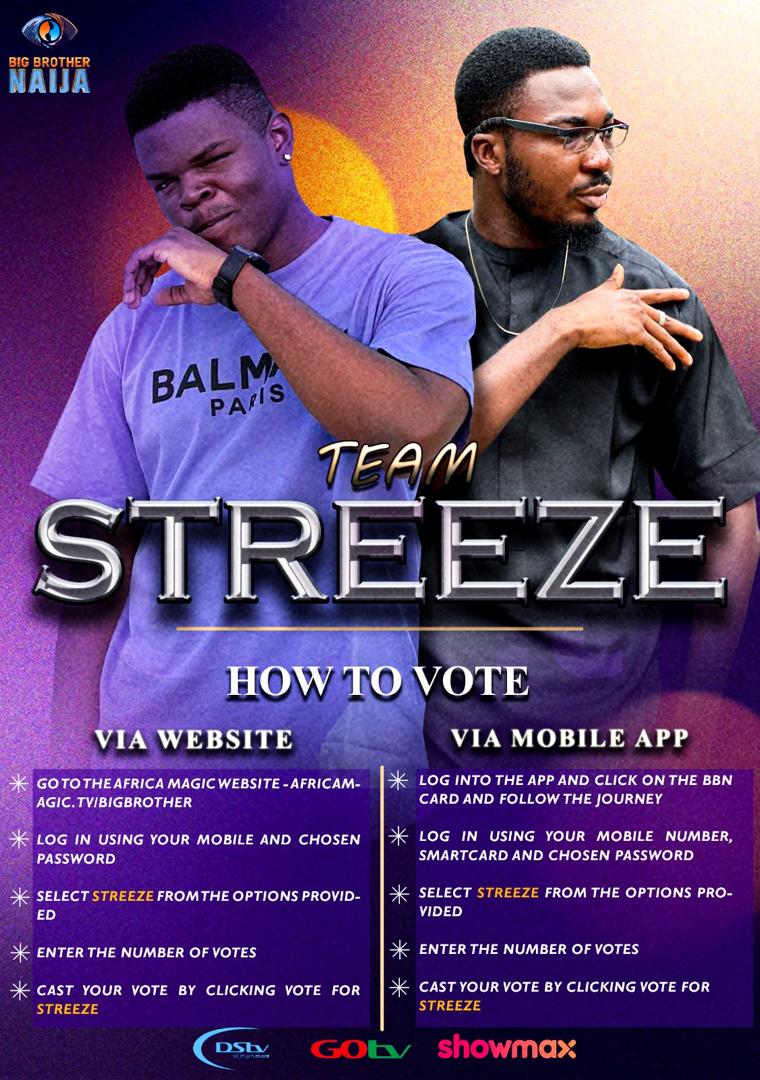 BBNAIJA Season 9: Team STREEZE solicits your VOTES.