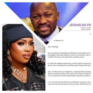 Defamation: Actress Halima Abubakar Apologizes for Spreading Falsehoods Against Apostle Suleman, Wife