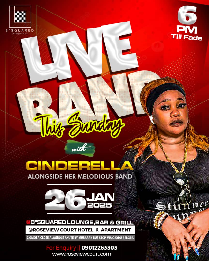 Sunday Jollification: Cinderella and her Melody band to thrills Customers of B squared Lounge Bar and Grill on Sunday 26th January 2024