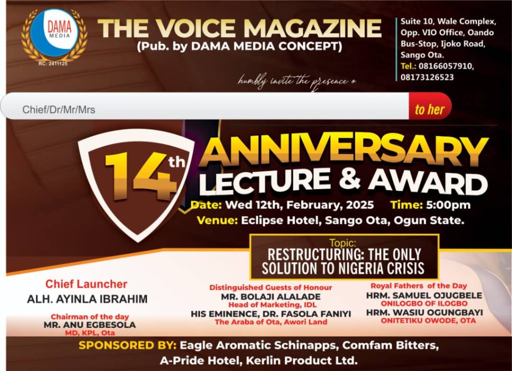 ACP OLADELE, HON. BAKARE, BARR. SUBAIR, & OTHERS BILLED FOR THE VOICE MAGAZINE 14TH ANNIVERSARY AWARD