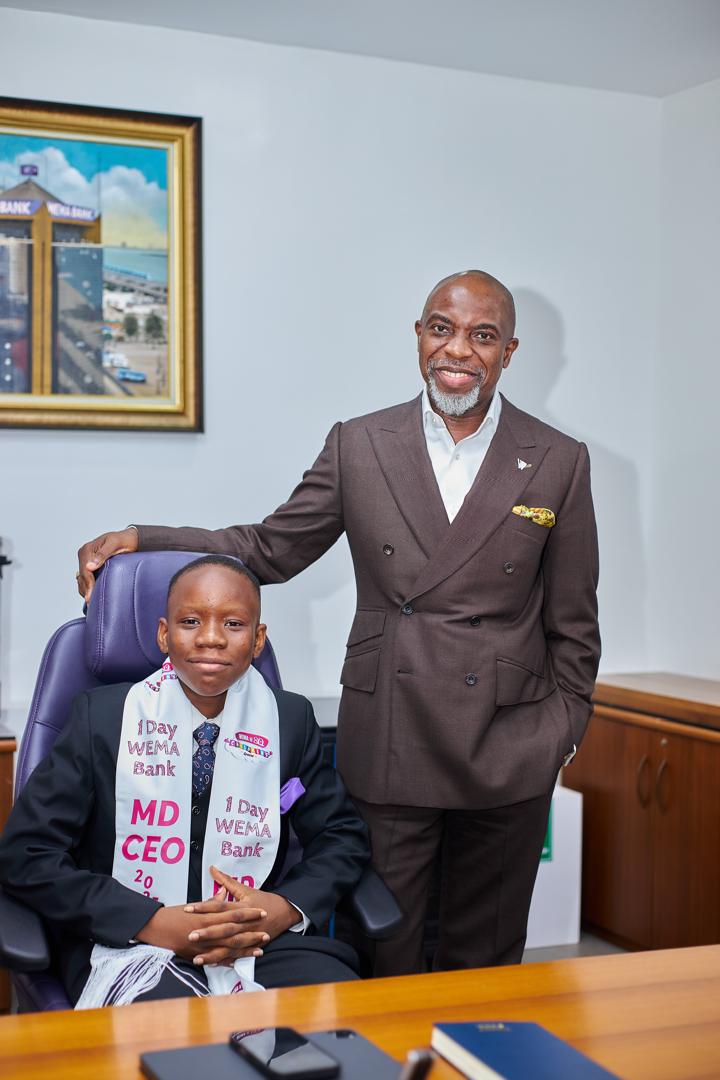 WEMA BANK MD/CEO DONATES 1-DAY SALARY TO WINNER OF WEMA 1-DAY MD/CEO INITIATIVE FOR CHILDREN’S DAY