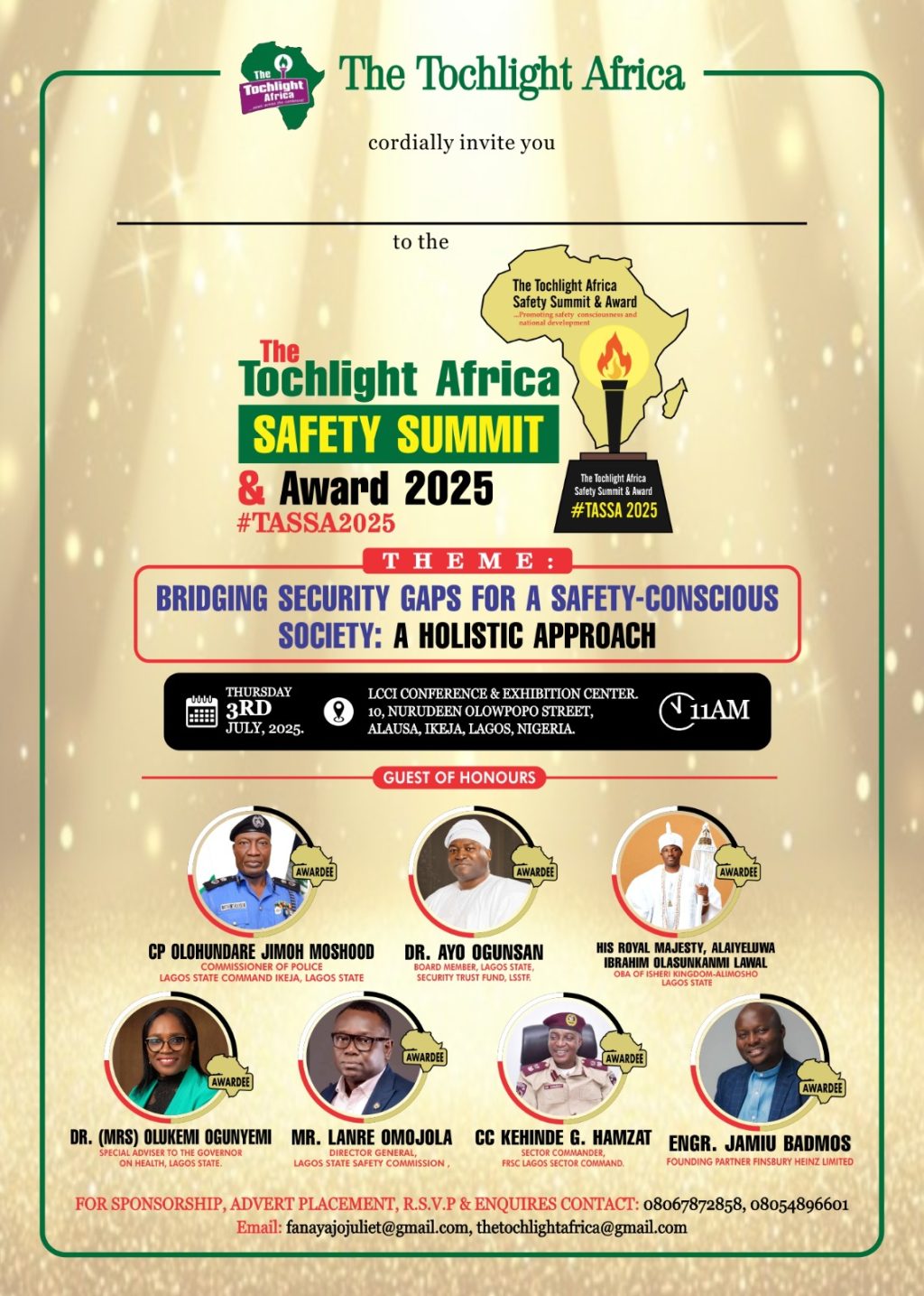 The Tochlight Africa Safety Summit and Award (TASS2025): Uniting Stakeholders for a Safer, More Secure Nigeria