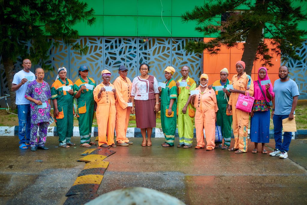 LAWMA PRESENTS CHEQUES TO INJURED SWEEPERS