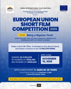 EU, Zuma Film Festival Announce 2025 Short Film Competition for Young Nigerian Filmmakers