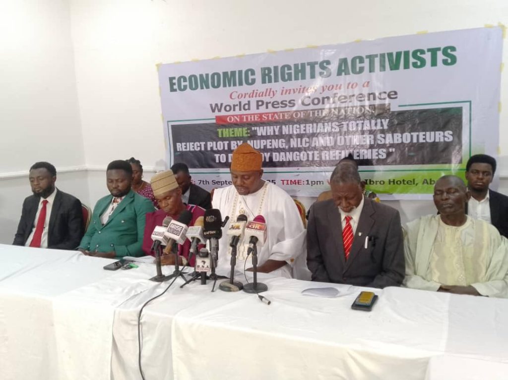 Dangote Refinery: Economic Rights Activists Condemn NUPENG, NLC over Threats of Nationwide Strike to Cripple Economic Life