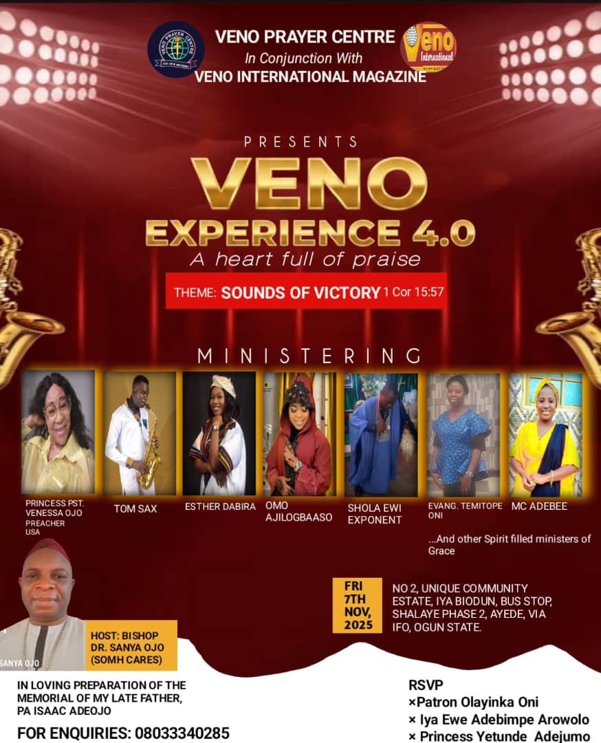 Saxophonist Tomsax, Gospel Singer Esther Dabira, Muslim Singer Omo Ajilogbaaso, Dele Success, Veno Choristers & Others Set to Sparkle @ VENO EXPERIENCE 2025!