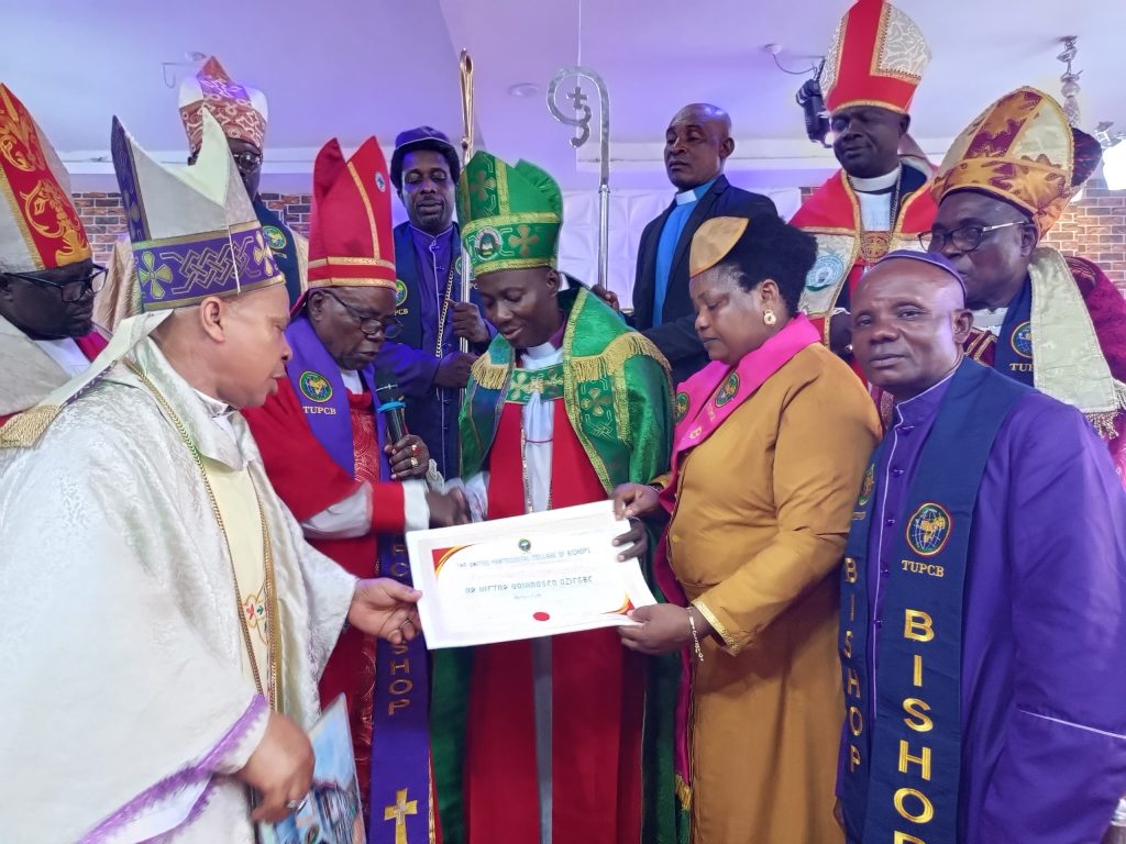 Prof Dr Victor Odianosen Oziegbe Consecrated and Enthroned as Bishop of Word of Prayer Bible Church