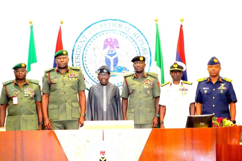 PRESIDENT TINUBU TO SERVICE CHIEFS: NO MORE EXCUSES, IT’S TIME TO DEFEAT TERRORISTS AND BANDITS