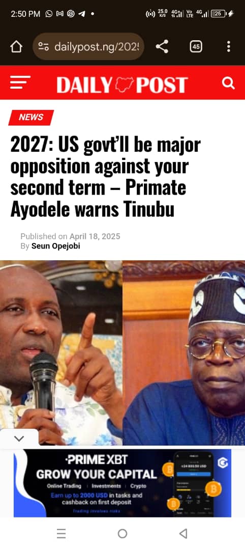 Everything Primate Ayodele Said About America’s Interference In Tinubu’s Govt Has Come To Pass