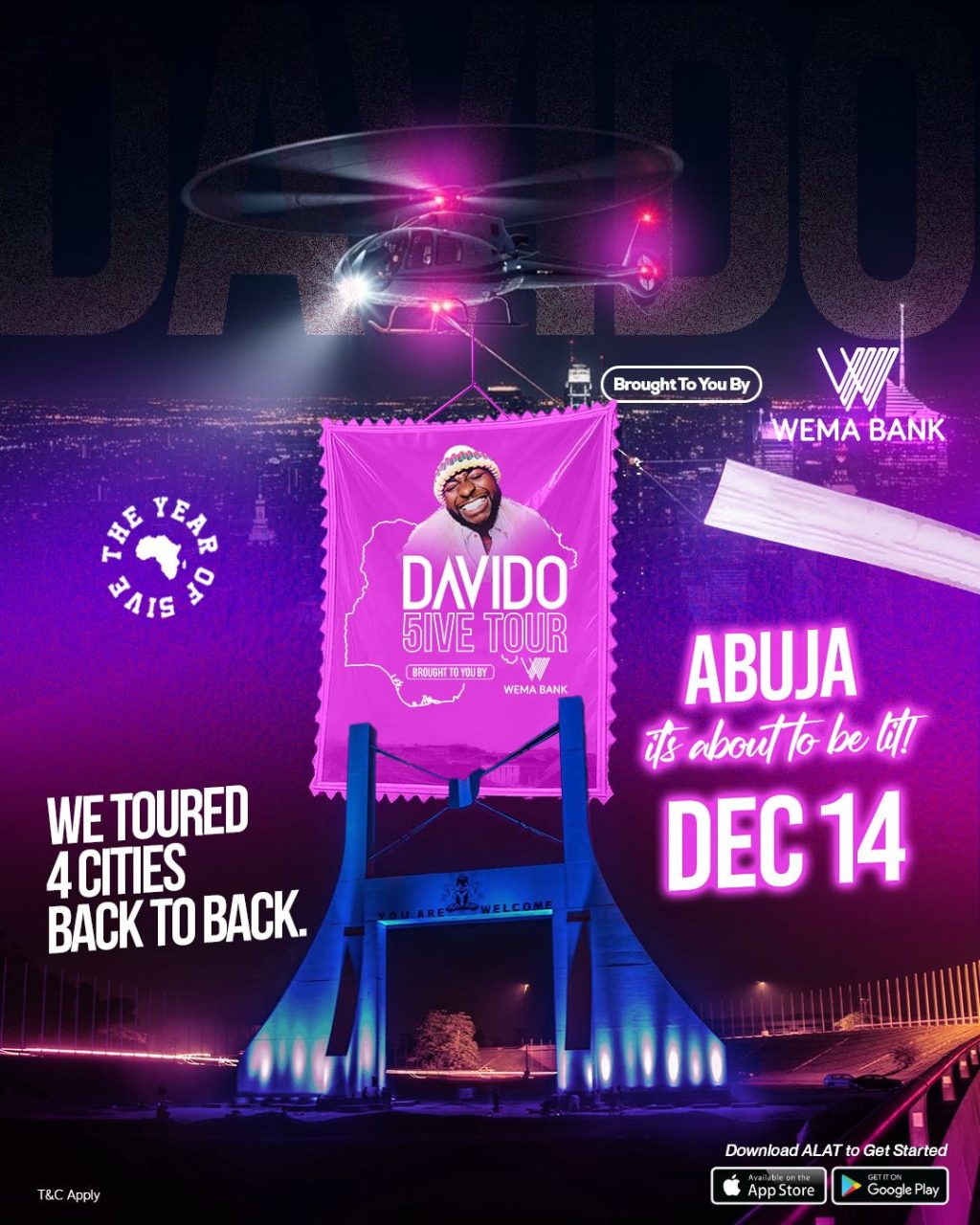 Wema Bank Davido 5ive Tour To Hold In Abuja on December 14