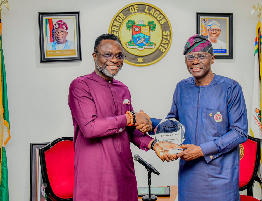 SANWO-OLU RECEIVES MIPAD’S MOST INFLUENTIAL GOVERNOR AWARD