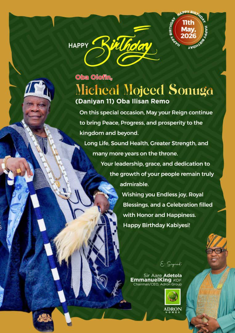 Aare Adetola EmmanuelKing Felicitates Olofin of Ilisan Remo on 86th Birthday