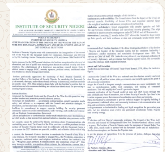 2027: Buratai-Backed Institute of Security Nigeria Rallies Support for Council of the Wise to Avert Electoral Crisis